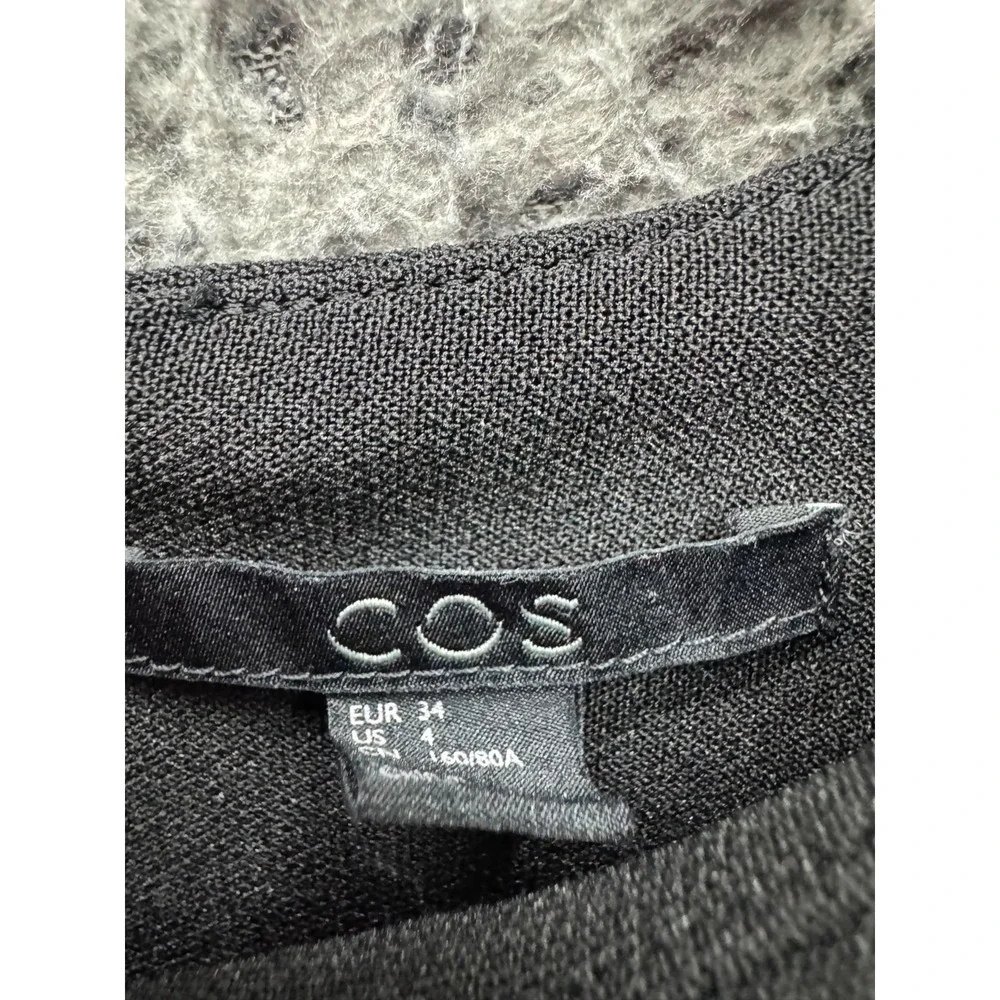 Cos Tailored Crewneck Long Sleeve Mini Dress Black Womens Size 4 US / 34 UK